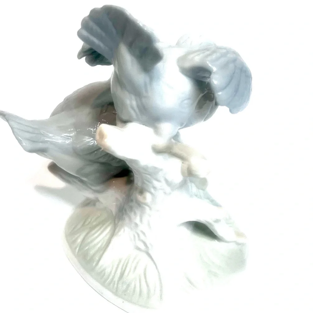Vintage Porcelain Blue Birds Figurine Pair on Tree Branch